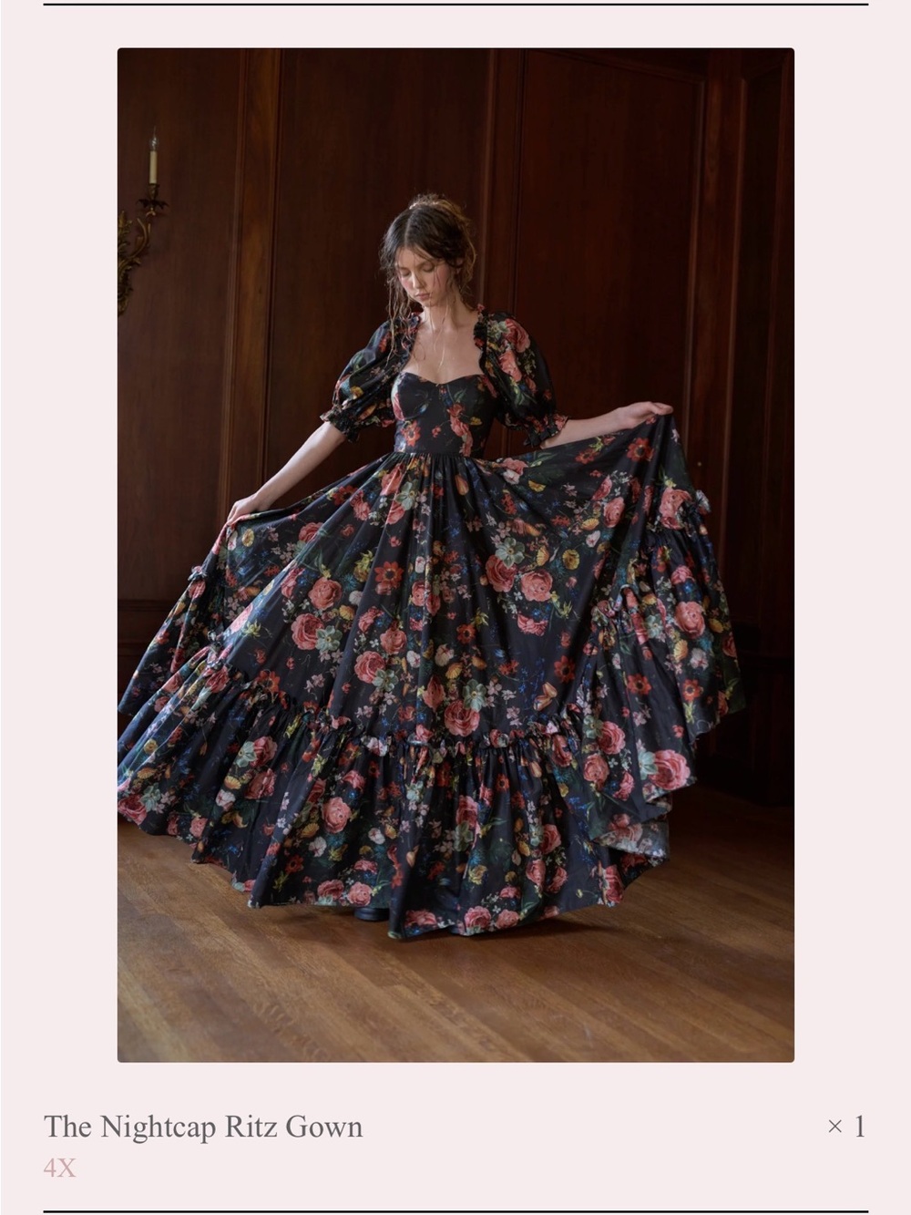 Selkie Black Floral Maxi Dress with Pink and Green Blooms